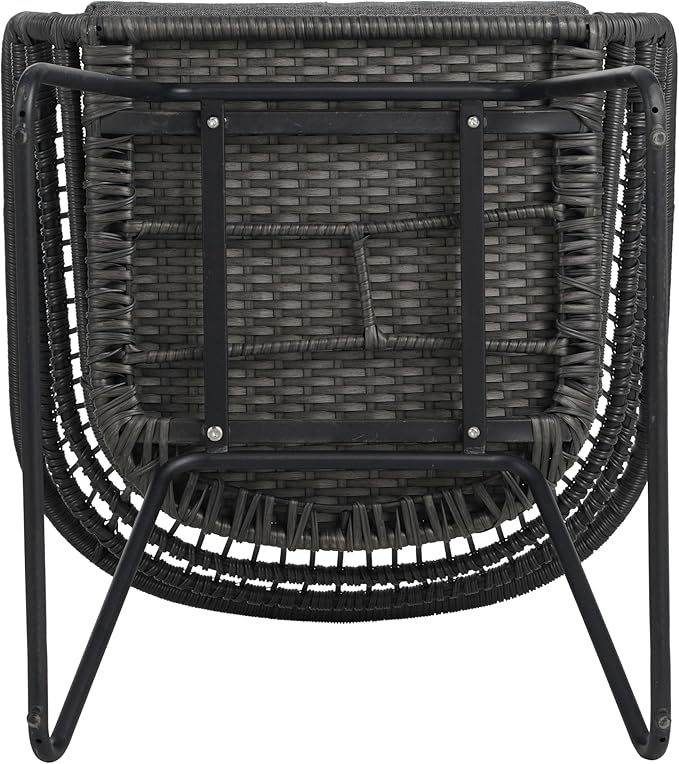 Christopher Knight Home Terry Acacia Wood Patio Dining Set for 6, Rectangular Patio Dining Table and Faux Rattan Chairs Set of 6, 7 Piece Outdoor Dining Set with Cushion and Iron Frame, Teak+Gray