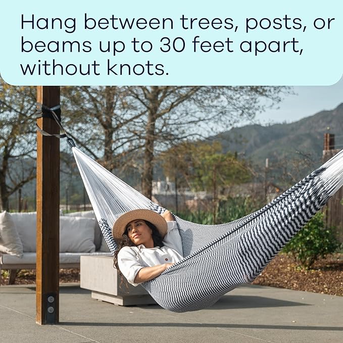 Go Anywhere Hammock Straps by Yellow Leaf Hammocks -Set of Two Nylon Straps, Each 12 Feet Long, 400lb Max - Easy to use, Pre-Looped, Tree Friendly, Super Strong, Color: Black