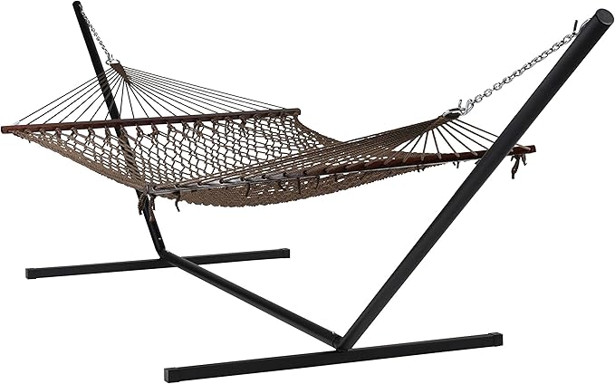 Rope Hammock and Tri Beam Stand (Mocha Hammock and Black Stand)