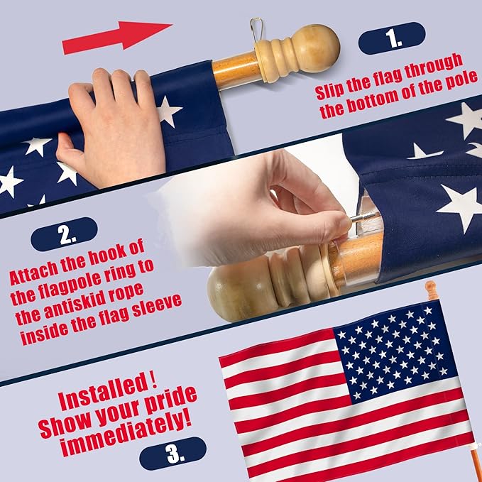 Anley Rip-Proof American US National House Flag 28 x 40 In - Double Sided 3-Ply Premium House Flag - Fade Resistant, Double Stitched & Long Lasting - United States July 4th Independence Day House Flags