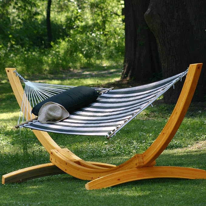 Hatteras Hammocks Large Cabana Classic Sunbrella Quilted Hammock – 13 ft. x 55 in., 2-Person, 450 lb Capacity, Cumaru Spreader Bar, Zinc-Plated Hardware – Handcrafted in The USA