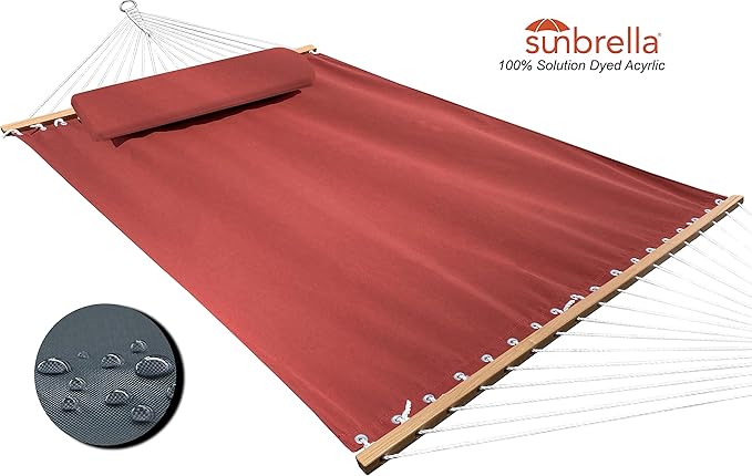 Classic All-Weather Outdoor Hammock with Pillow Sunbrella® Fabric Deluxe Size (Canvas Henna (#5407-0000))