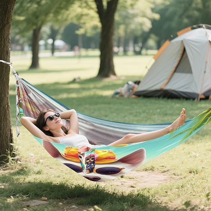 Hammocks for Outside Cute Pets Camping Hammock Portable Hammocks with Tree Straps and Carry Bag Camping Accessories for Hiking Beach Outdoor