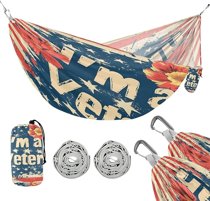 National Vietnam War Veterans Day Flowers Army Outdoor Hammock with Tree Straps Tree Hammock for Outside Beach Patio Garden