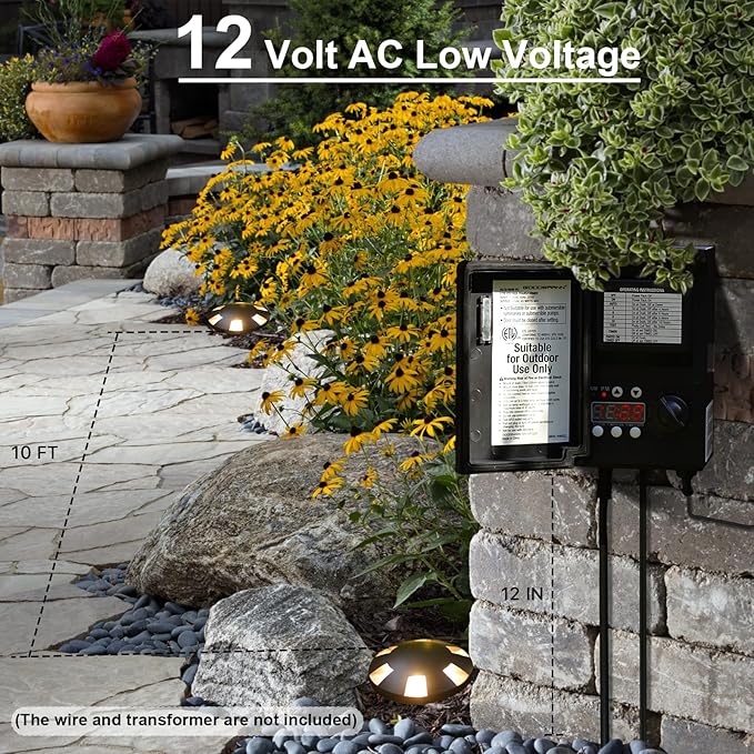 GOODSMANN Landscape Lighting 8PK Low Voltage Well Lights 6 Watt LED 120 Lumen 12V AC In-Ground Lights 3000K Warm White with Cable Connectors
