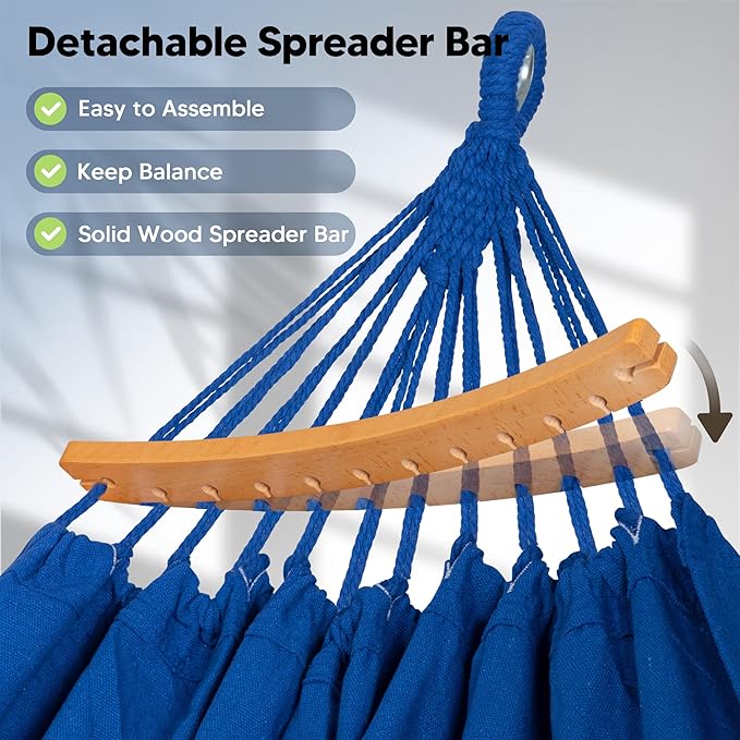 SUNCREAT Hammocks Outdoor Camping Double Hammock, Extra Large 2 Person Hammock for Camping, Navy