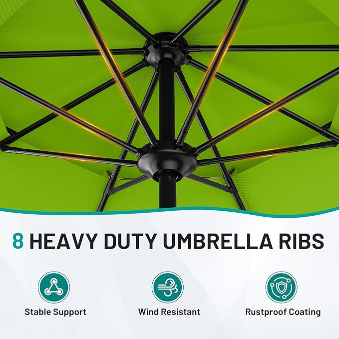 AreShark 11ft 2 Tiers Patio Umbrella - Outdoor Umbrella Waterproof UV Protection, Market Table Umbrella w/ 8 Sturdy Ribs&Crank for Pool, Porch, Garden(Apple Green)