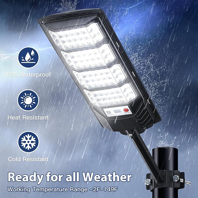Yusist 2 Pack Solar Street Lights Outdoor Waterproof,6500K LED Motion Sensor Lights,Dusk to Dawn Solar Flood Lights with Remote,Parking Lot Light,Commercial Area Lighting for Outside