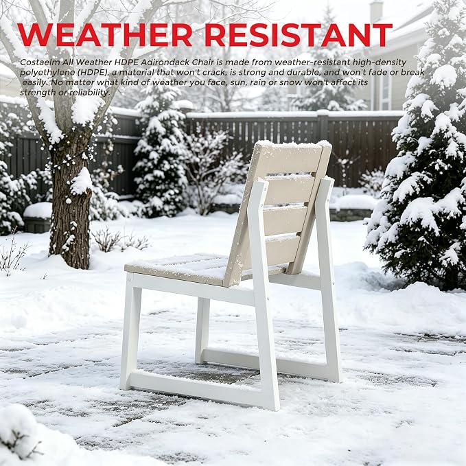 Costaelm Stinson 7-Piece Outdoor HDPE Patio Dining Table Set with Umbrella Hole & Dining Chairs for 6, Sand