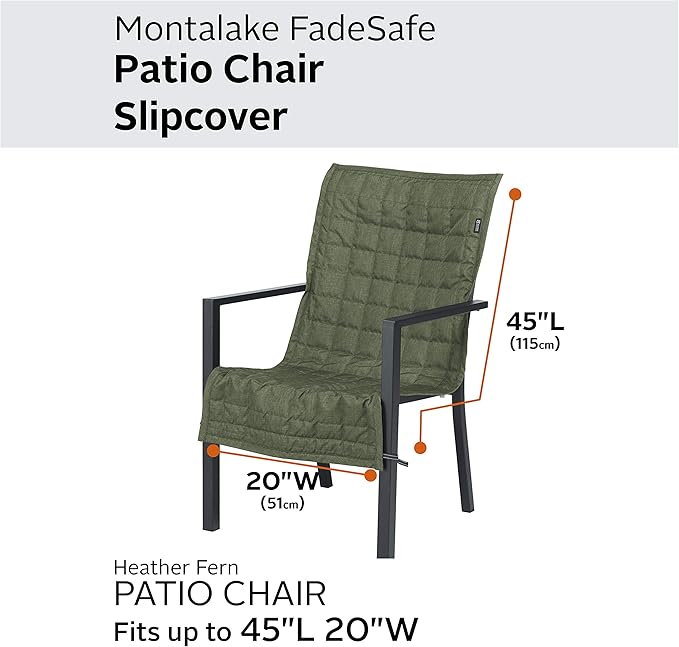 Classic Accessories Montlake Water-Resistant 45 Inch Patio Chair Slipcover, Heather Fern, Patio Furniture Covers