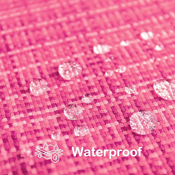 Kevin Textile Outdoor Waterproof 24x24 Inch Pillow Covers 2 Pack, Hot Pink | Water Resistant, Faux Linen Yarn-dyed, Woven Texture Euro Throw Pillow Covers for Tent Patio Garden Couch Sofa