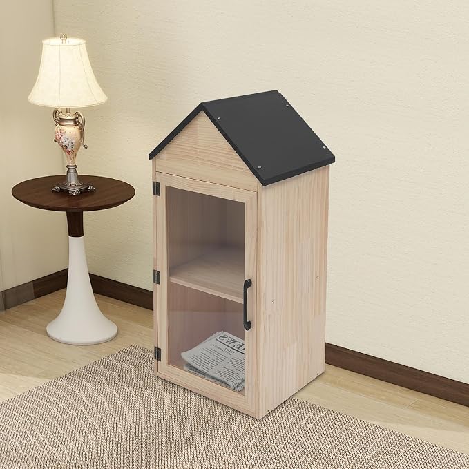 Library Book Exchange Box Weatherproof Wood Cabinet for DIY Outdoor Indoor Book Storage,Literature Exchange Box for Community,Schools & Neighborhood Sharing (TypeJ)