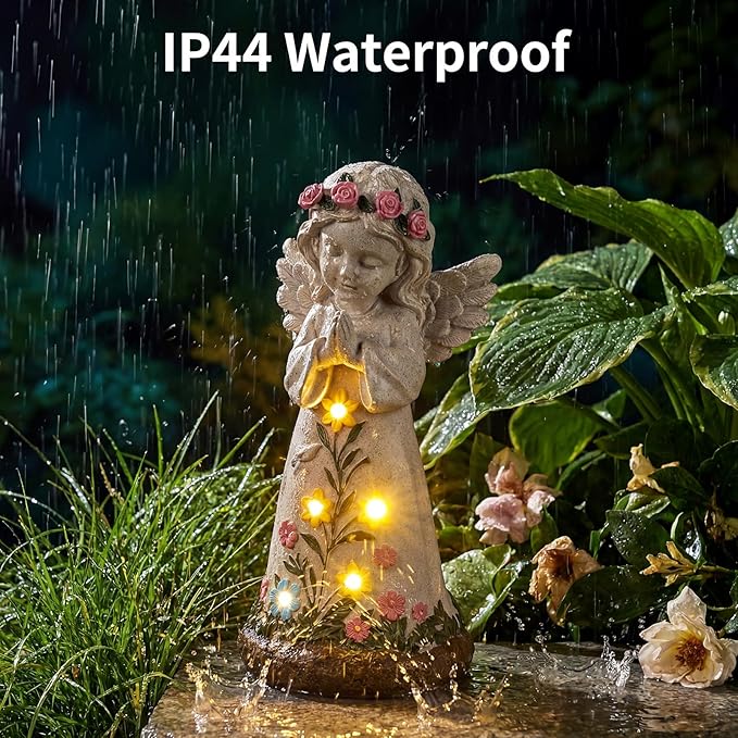 Rempry Solar Garden Angel Statue Decor for Yard Lawn Patio Outdoor, Unique Thanksgiving Anniversary Housewarming Decoration Gifts for Mom Grandma Women