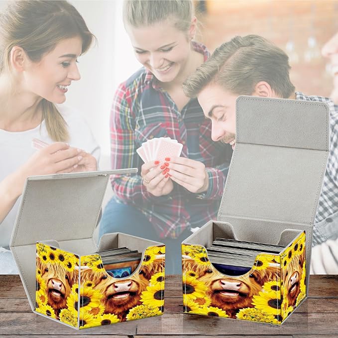 Card Deck Box for MTG, Cards Storage Box Fits 120+ Sleeved, Leather Small Size Strong Magnetic Closing Card Case for Board Games Magic TCG CCG Baseball Collection, Rose Clock