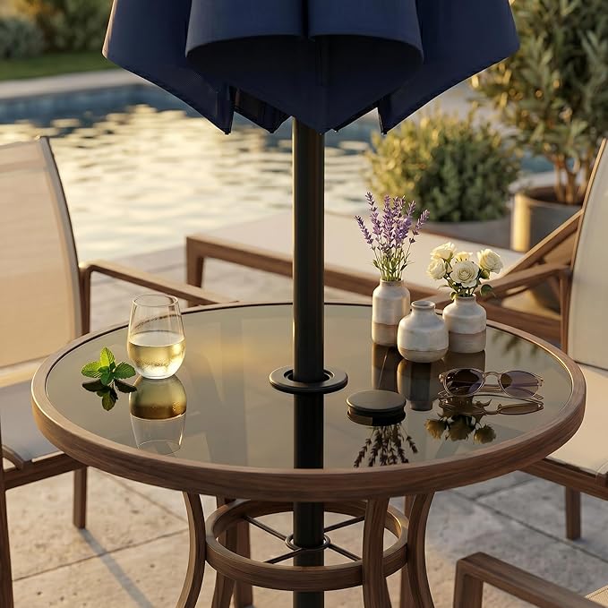 V TOWER Patio Table Umbrella Thicker Hole Ring Plug and Cap Set (Black)