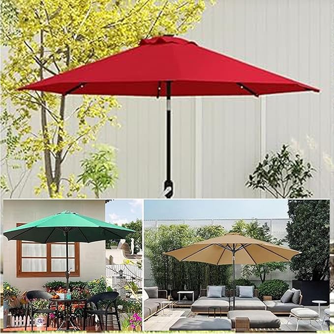 10FT 9FT 8FT Patio Umbrella Replacement Canopy, For 6/8 Ribs Market and Table Umbrella Top, UV Protection,Canopy Only