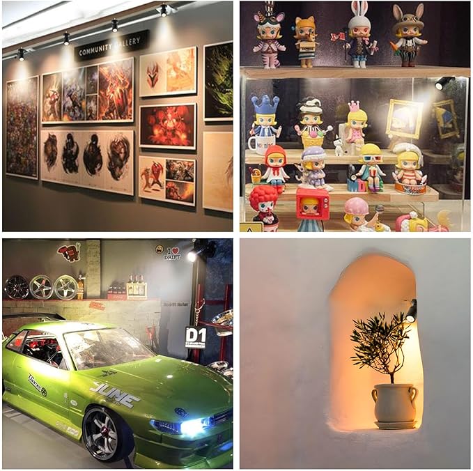 Taysing LED Spot Light Indoor Little Mini Spotlight Accent Lights for Display, Paintings, Pictures, Plants, Jewelry, Shelves, Cabinets, Posters, Showcase(ColdWhite 6 Pack Dimming&Timing)
