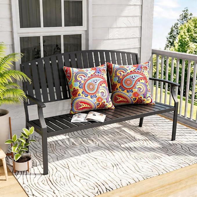 Outdoor Pillows, 2 Pack 18x18 Water Resistant Outdoor Throw Pillows for Patio, Furniture, Sofa, Bed, Living Room, Garden Decorative(Colorful)