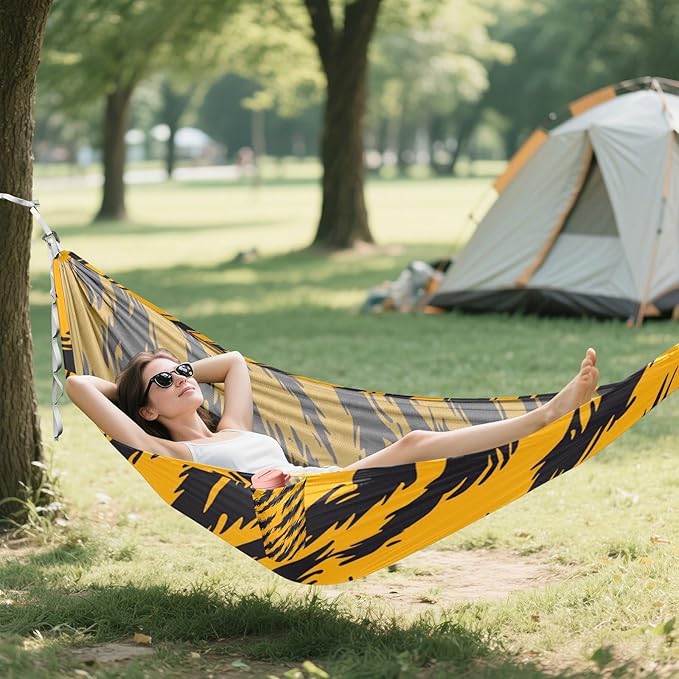 Animal Skin Leopard Yellow Black 330lb Capacity Hammocks with Portabl Carry Bag Swing Hammock for Outside Beach Patio Garden sillas para acampar
