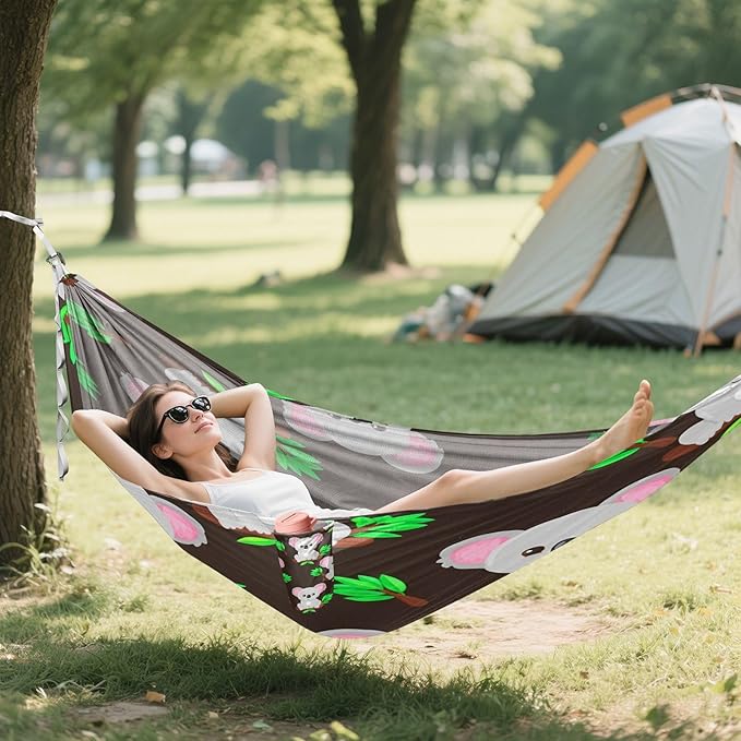Hammocks for Outside Cartoon Koalas Camping Hammock Portable Hammocks with Tree Straps and Carry Bag Camping Accessories for Hiking Beach Outdoor