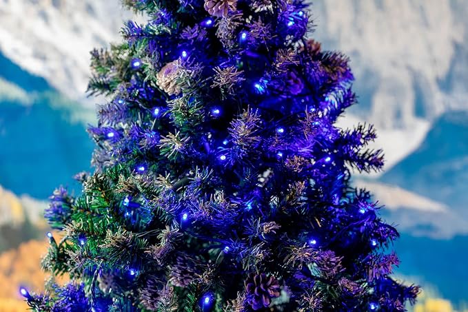 Novelty Lights 34ft 100 LED Blue Christmas String Lights, Brown Wire