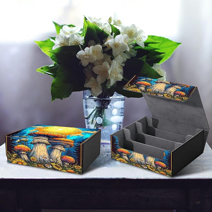 Large Card Deck Box for MTG, Fits 1200+ Sleeved Cards, PU Leather Storage Case with Strong Magnetic Closure, Multiple Colors Available for TCG CCG Baseball Card Collections, Strawberry Cat
