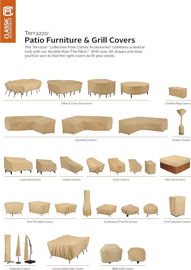 Classic Accessories Terrazzo Water-Resistant 26 Inch Stackable Patio Chair Cover, Outdoor Chair Covers