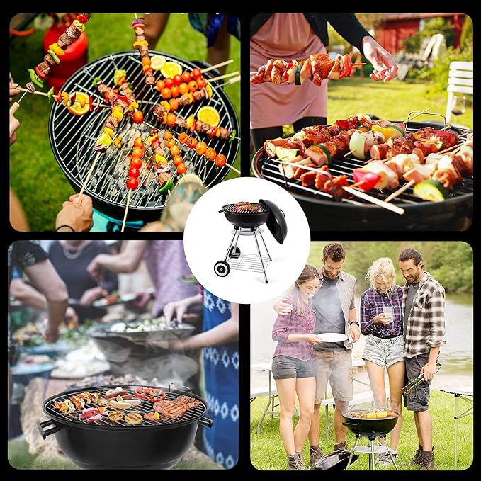 18 Inch Portable Charcoal Grill – Heavy-Duty Round BBQ Grill with Thickened Grilling Bowl, Sturdy with 4 Legs & Wheels for Small Outdoor Barbecue, Camping, Travel, Tailgating & Backyard Cooking