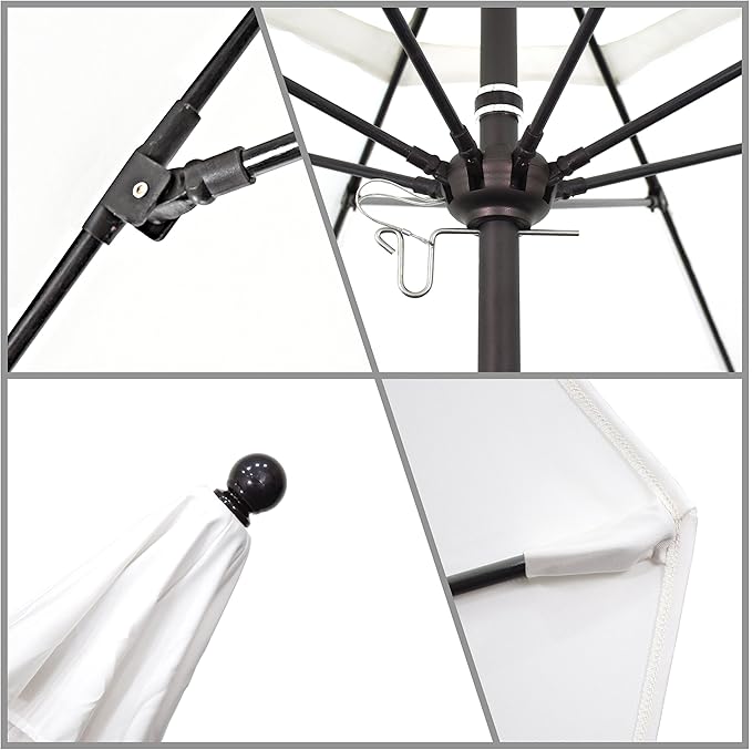 California Umbrella 7.5' Round Aluminum/Fiberglass Umbrella, Push Open, Bronze Pole, Olefin Red Fabric