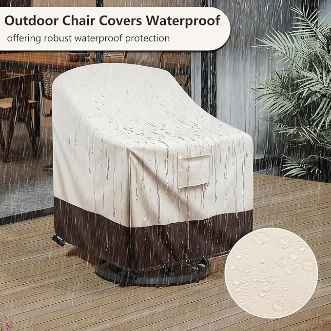Patio Chair Covers Waterproof Swivel Outdoor Chair Cover, 35W x 37D x 36H Inches Patio Furniture Covers 4 Pack (Beige)