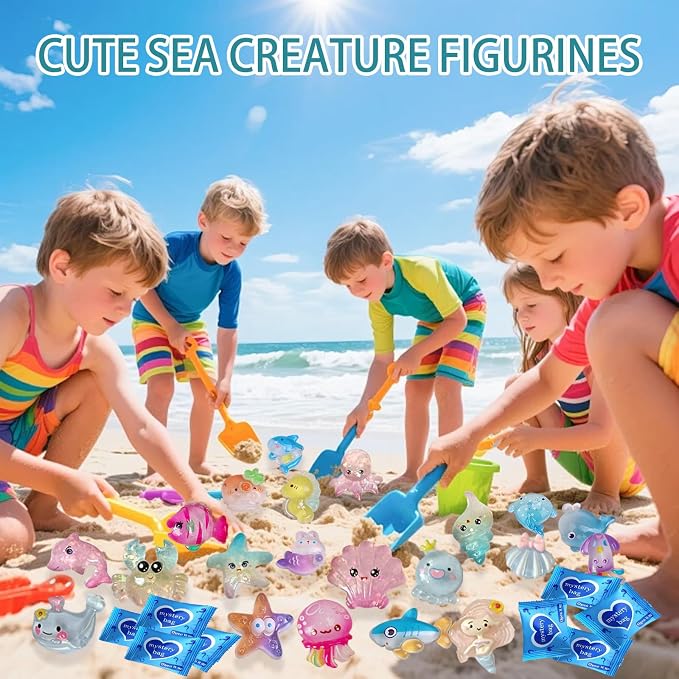 Mini Glow In The Dark Animal Resin Models, Resin Animals Mystery Bags, Individually Wrapped Blind Bags Tiny Animal Figurines, Collectible Mini Animals For Fairy Garden, DIY Crafts (100, Ocean)