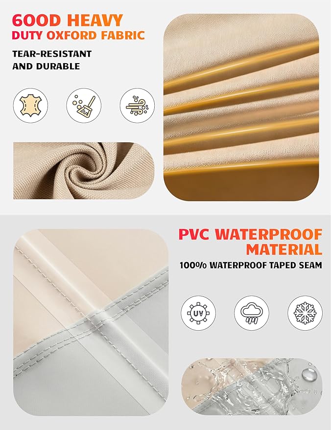 Vailge Patio Umbrella Cover for Cantilever Umbrella 9-13 Feet, 600D Oxford Outdoor Umbrella Cover Waterproof Windproof, Patio & Outdoor Umbrella Cover with Support Pole, Storage Bag