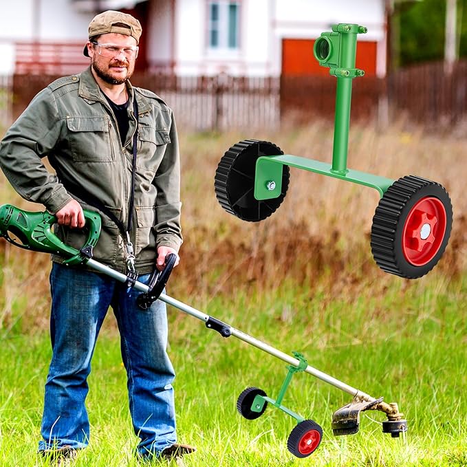 Fabbay Adjustable Support Wheels Auxiliary Wheels 26mm(1 Inch) and 28mm(1.1 inch) Weed Walk Behind String Trimmer for Weed Grass Cutter Gas String Trimmer(Green)
