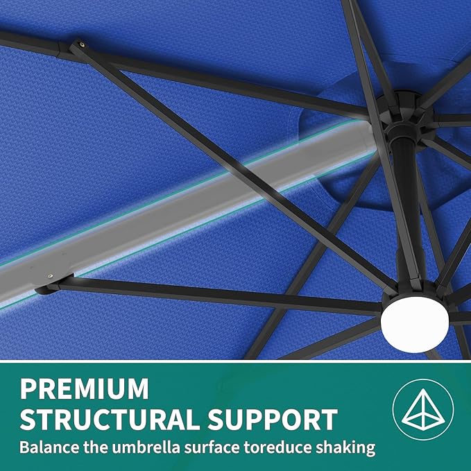 10ft Offset Cantilever Outdoor Umbrella – 360° Rotation, Windproof & Sun Blocking Shade, Rust-Resistant Aluminum Frame with Cross Base, Ideal for Garden, Deck, Pool and Backyard