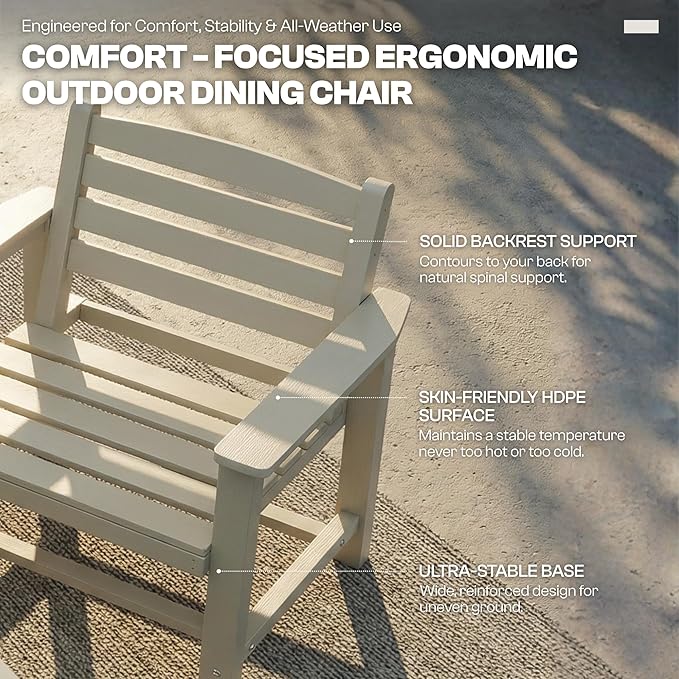 9-Piece Outdoor Dining Set for 8, 75.2" HDPE Table with Umbrella Hole & 8 Chairs, All-Weather Patio Furniture for Lawn, Yard, Deck, or Poolside, Fade & Crack Resistant (White)