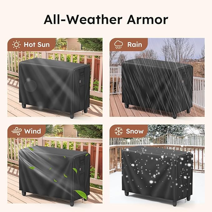 MR. COVER Outdoor prep table cover 52 inch for Keter Unity XL Outdoor Rolling Table Cart, 600D Heavy Duty Waterproof for Grill Dining Kitchen Island cart Protective, Outdoor Storage Cabinet Cover