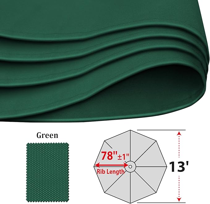 YardGrow 13ft 8 Ribs Umbrella Canopy Replacement for Patio Umbrella, Canopy ONLY, Frame NOT Included