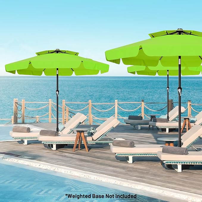 AreShark 9ft 2-Tier Patio Umbrella with Valance - Outdoor Umbrella Waterproof UV Protection, Market Table Umbrella w/Push Button Tilt&Crank for Pool, Porch, Garden(Apple Green)