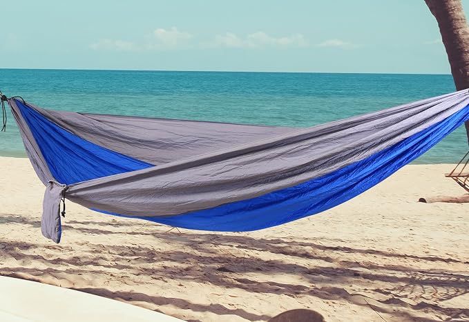 Camping Hammock with Tree Straps for Indoor or Outdoor - Camping Accessories Single or Double Hammock, Blue