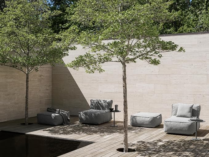 Blomus Stay Outdoor Side Table, Wide 50x35cm / 19.7x13.8in, Warm Grey