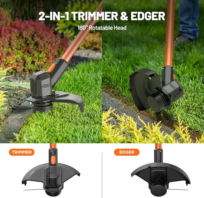 Litheli 20V Cordless String Trimmer & Edger + Leaf Blower Bundle with 2x2.0Ah Batteries & Charger, Lightweight Lawn Tools for Garden and Yard Cleaning