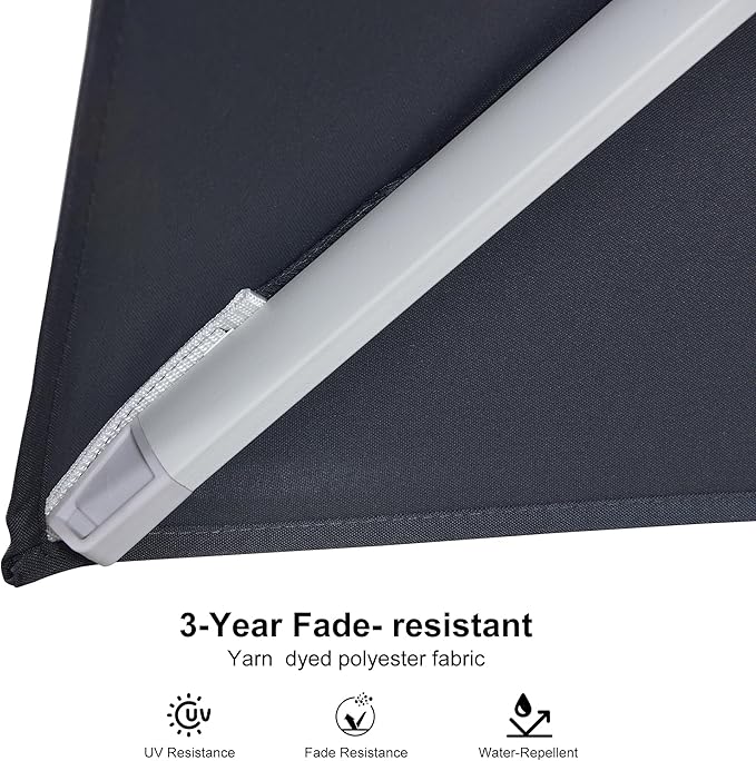 PURPLE LEAF 10 FT Patio Umbrella White Cantilever Umbrella Square Aluminum Offset Outdoor Umbrella Hanging Windproof with 360° Rotation for Garden Deck Pool, Grey