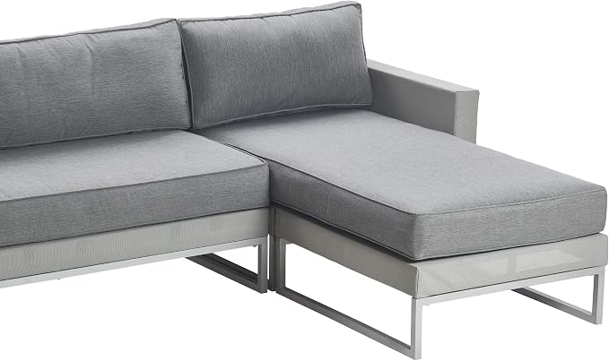 Elle Decor Tropez Mesh Outdoor Patio Furniture Collection with Metal Frame Sectional, Gray