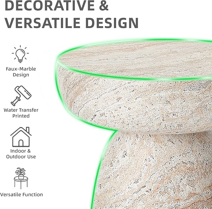 28" Large Side Table Outdoor, Modern Geometric Pedestal End Table, Multi-Functional & Decorative Coffee Table, Accent Table, Planter Stand for Garden Patio Porch Balcony or Living Room Decor