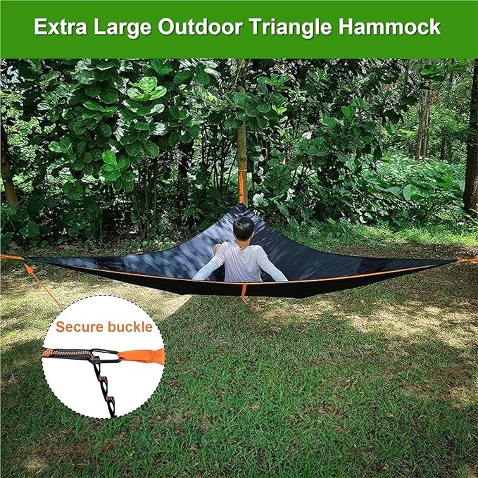 Triangle Hammock 13ft Outdoor Camping Hammock Portable Multi Person Tree Tent with Tie Down Straps & Net Pocket Max 500 lbs