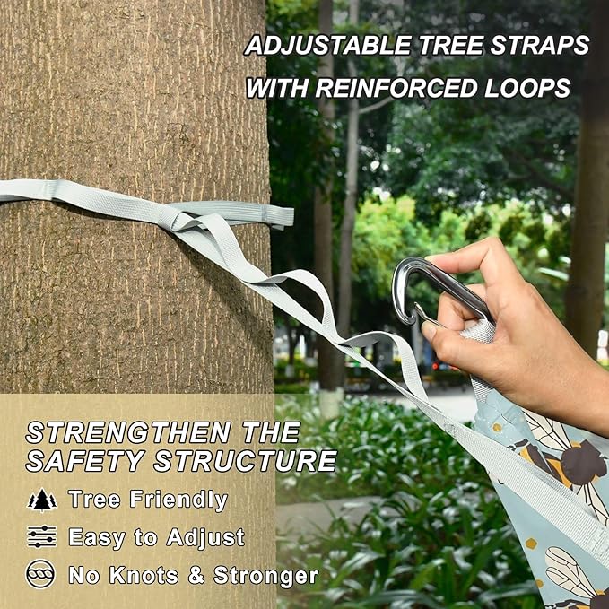 Camping Hammock Outdoor Hammocks for Outside Bees A Beach Trees Portable Lightweight with Pockets Tree Straps Indoor