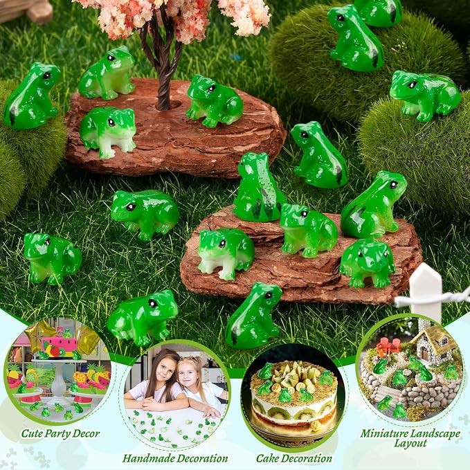 120 PCS Mini Resin Frogs Green Frogs Figurines for Model Fairy Garden | Model Fairy Garden Miniature Moss Landscape Display, DIY Terrarium Crafts, Home Decor, Hiding Game