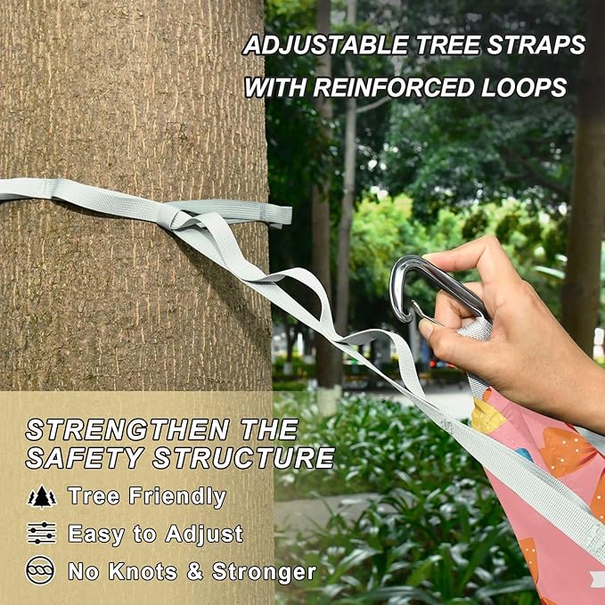Camping Hammock Outdoor Hammocks for Outside Colorful Bow Beach Trees Portable Lightweight with Pockets Tree Straps Indoor