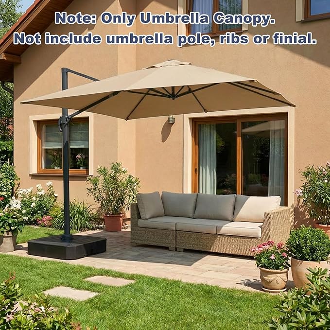 BPS 10'x10' Cantilever Umbrella Replacement Canopy for 8 Ribs Square Offset Umbrella, Outdoor Canopy Replacement for Patio Parasol, Canopy Only
