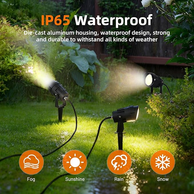 Christmas Spotlights Outdoor, 12W RGB Color Changing Landscape Lighting 120V Waterproof Spotlight with Plug & Remote for House Garden Path Tree Patio Lawn Decoration （2 Pack